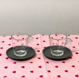Set of 2 Nespresso View Collection Lungo Coffee Cups with Saucers 3 in Height